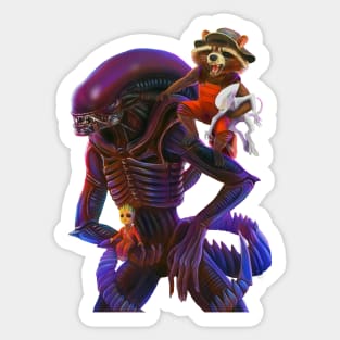 Xenomorph and Rocket Sticker